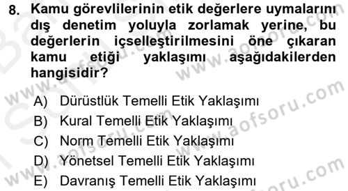 Afet Sosyolojisi Dersi 2017 - 2018 Yılı (Final) Dönem Sonu Sınav Soruları 8. Soru