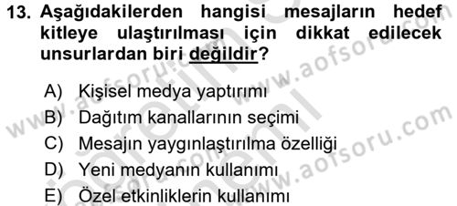 Acil Durum ve Afet Farkındalık Eğitimi Dersi 2017 - 2018 Yılı (Vize) Ara Sınavı 13. Soru