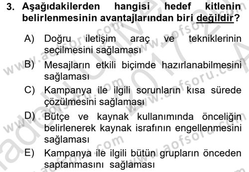 Acil Durum ve Afet Farkındalık Eğitimi Dersi 2017 - 2018 Yılı (Vize) Ara Sınavı 3. Soru