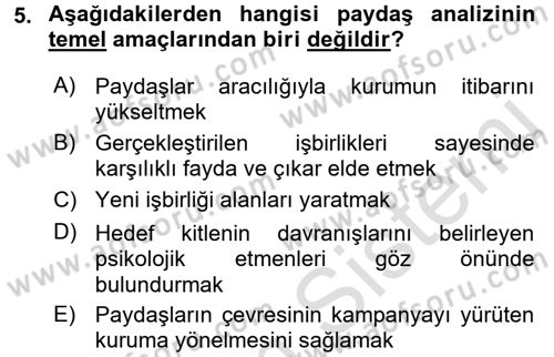 Acil Durum ve Afet Farkındalık Eğitimi Dersi 2017 - 2018 Yılı (Vize) Ara Sınavı 5. Soru