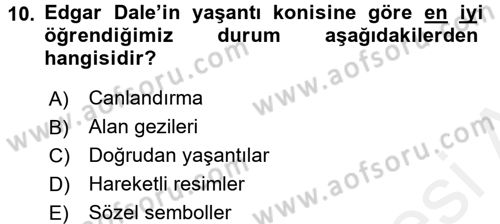 Acil Durum ve Afet Farkındalık Eğitimi Dersi 2017 - 2018 Yılı (Final) Dönem Sonu Sınavı 10. Soru