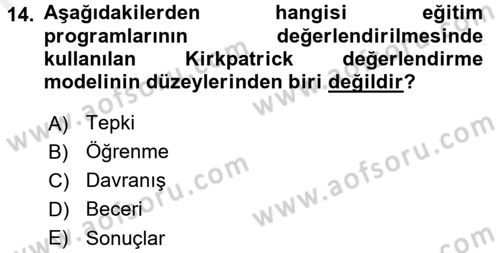 Acil Durum ve Afet Farkındalık Eğitimi Dersi 2017 - 2018 Yılı (Final) Dönem Sonu Sınavı 14. Soru