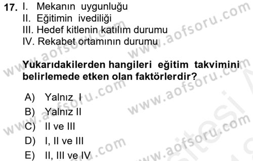 Acil Durum ve Afet Farkındalık Eğitimi Dersi 2017 - 2018 Yılı (Final) Dönem Sonu Sınavı 17. Soru