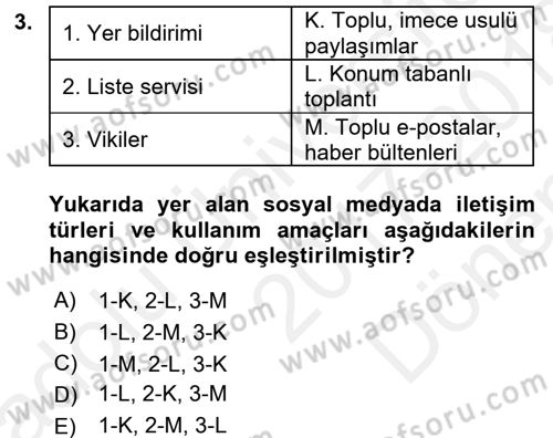 Acil Durum ve Afet Farkındalık Eğitimi Dersi 2017 - 2018 Yılı (Final) Dönem Sonu Sınavı 3. Soru