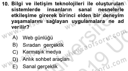 Acil Durum ve Afet Farkındalık Eğitimi Dersi 2018 - 2019 Yılı 3 Ders Sınav Soruları 10. Soru