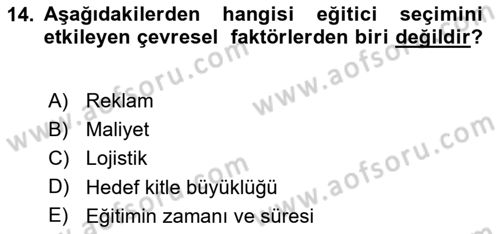 Acil Durum ve Afet Farkındalık Eğitimi Dersi 2018 - 2019 Yılı 3 Ders Sınav Soruları 14. Soru
