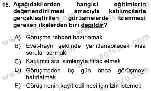 Acil Durum ve Afet Farkındalık Eğitimi Dersi 2018 - 2019 Yılı 3 Ders Sınav Soruları 15. Soru