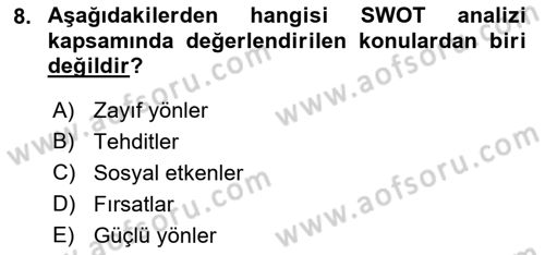 Acil Durum ve Afet Farkındalık Eğitimi Dersi Ara Sınavı Deneme Sınav Soruları 8. Soru