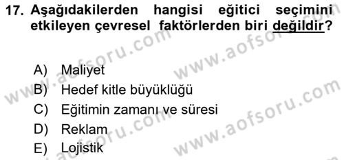 Acil Durum ve Afet Farkındalık Eğitimi Dersi 2018 - 2019 Yılı (Final) Dönem Sonu Sınav Soruları 17. Soru