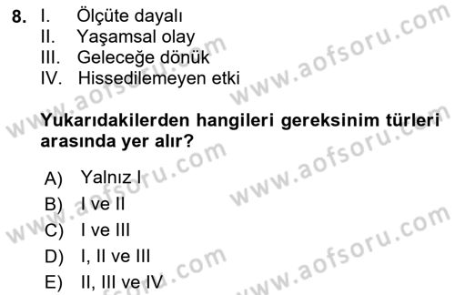 Acil Durum ve Afet Farkındalık Eğitimi Dersi 2018 - 2019 Yılı (Final) Dönem Sonu Sınav Soruları 8. Soru