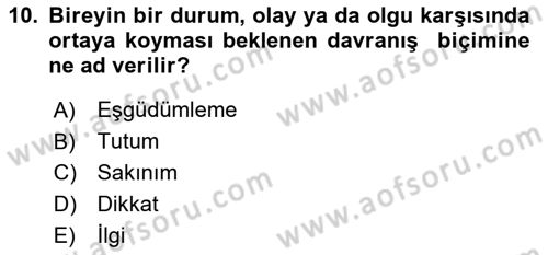 Acil Durum ve Afet Farkındalık Eğitimi Dersi 2018 - 2019 Yılı Yaz Okulu Sınav Soruları 10. Soru