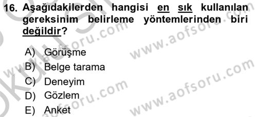 Acil Durum ve Afet Farkındalık Eğitimi Dersi 2018 - 2019 Yılı Yaz Okulu Sınav Soruları 16. Soru
