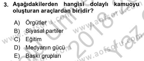 Acil Durum ve Afet Farkındalık Eğitimi Dersi 2018 - 2019 Yılı Yaz Okulu Sınav Soruları 3. Soru