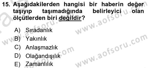 Acil Durum ve Afet Farkındalık Eğitimi Dersi Ara Sınavı Deneme Sınav Soruları 15. Soru