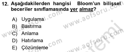 Acil Durum ve Afet Farkındalık Eğitimi Dersi 2019 - 2020 Yılı (Final) Dönem Sonu Sınavı 12. Soru