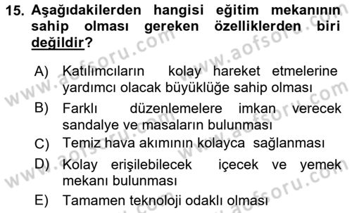 Acil Durum ve Afet Farkındalık Eğitimi Dersi 2019 - 2020 Yılı (Final) Dönem Sonu Sınavı 15. Soru