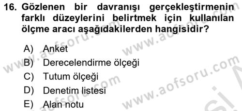 Acil Durum ve Afet Farkındalık Eğitimi Dersi 2019 - 2020 Yılı (Final) Dönem Sonu Sınavı 16. Soru