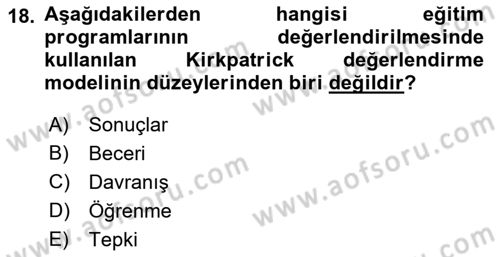 Acil Durum ve Afet Farkındalık Eğitimi Dersi 2019 - 2020 Yılı (Final) Dönem Sonu Sınavı 18. Soru