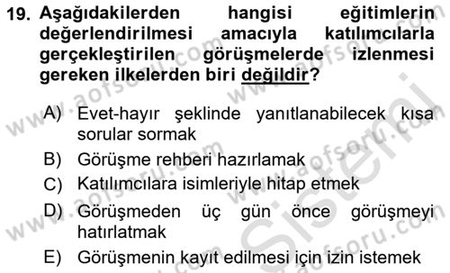 Acil Durum ve Afet Farkındalık Eğitimi Dersi 2019 - 2020 Yılı (Final) Dönem Sonu Sınavı 19. Soru