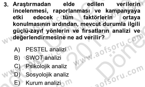 Acil Durum ve Afet Farkındalık Eğitimi Dersi 2019 - 2020 Yılı (Final) Dönem Sonu Sınavı 3. Soru