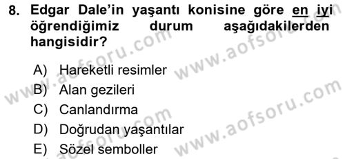 Acil Durum ve Afet Farkındalık Eğitimi Dersi 2019 - 2020 Yılı (Final) Dönem Sonu Sınavı 8. Soru