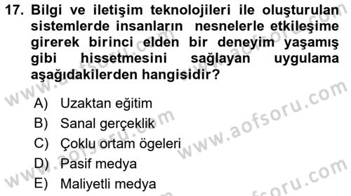 Acil Durum ve Afet Farkındalık Eğitimi Dersi 2020 - 2021 Yılı Yaz Okulu Sınav Soruları 17. Soru
