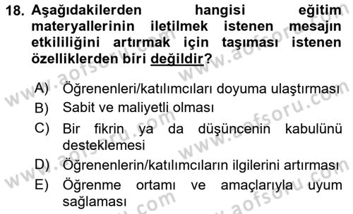 Acil Durum ve Afet Farkındalık Eğitimi Dersi 2020 - 2021 Yılı Yaz Okulu Sınav Soruları 18. Soru