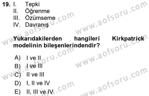Acil Durum ve Afet Farkındalık Eğitimi Dersi 2020 - 2021 Yılı Yaz Okulu Sınav Soruları 19. Soru