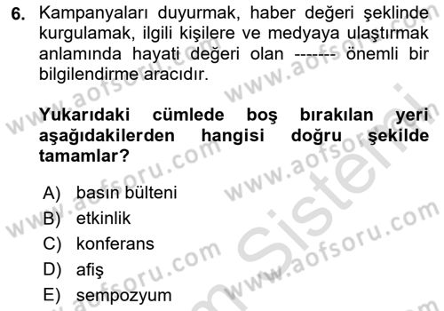 Acil Durum ve Afet Farkındalık Eğitimi Dersi 2020 - 2021 Yılı Yaz Okulu Sınav Soruları 6. Soru