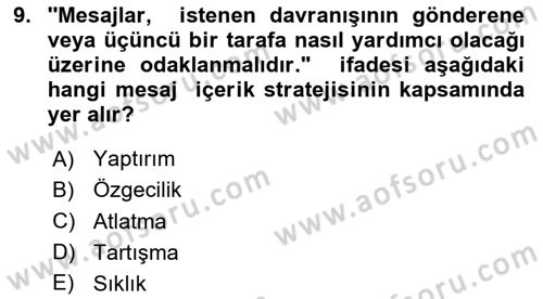 Acil Durum ve Afet Farkındalık Eğitimi Dersi 2020 - 2021 Yılı Yaz Okulu Sınav Soruları 9. Soru