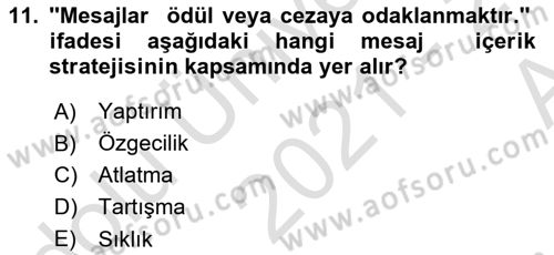 Acil Durum ve Afet Farkındalık Eğitimi Dersi Ara Sınavı Deneme Sınav Soruları 11. Soru