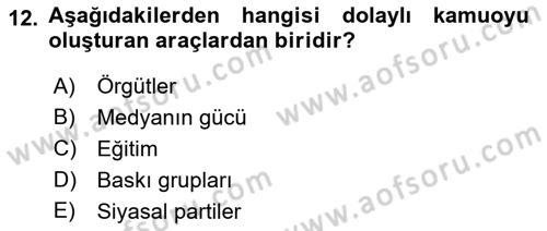 Acil Durum ve Afet Farkındalık Eğitimi Dersi Ara Sınavı Deneme Sınav Soruları 12. Soru
