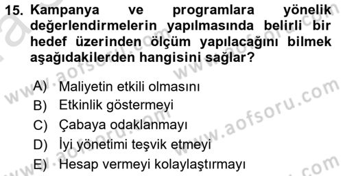 Acil Durum ve Afet Farkındalık Eğitimi Dersi Ara Sınavı Deneme Sınav Soruları 15. Soru