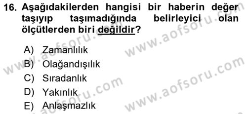 Acil Durum ve Afet Farkındalık Eğitimi Dersi Ara Sınavı Deneme Sınav Soruları 16. Soru