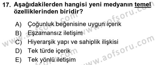 Acil Durum ve Afet Farkındalık Eğitimi Dersi Ara Sınavı Deneme Sınav Soruları 17. Soru