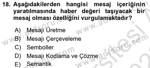 Acil Durum ve Afet Farkındalık Eğitimi Dersi Ara Sınavı Deneme Sınav Soruları 18. Soru