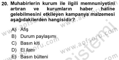 Acil Durum ve Afet Farkındalık Eğitimi Dersi Ara Sınavı Deneme Sınav Soruları 20. Soru