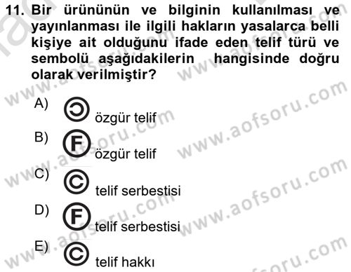 Acil Durum ve Afet Farkındalık Eğitimi Dersi 2021 - 2022 Yılı (Final) Dönem Sonu Sınav Soruları 11. Soru