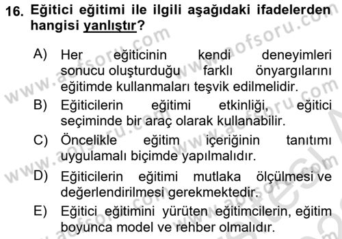 Acil Durum ve Afet Farkındalık Eğitimi Dersi 2021 - 2022 Yılı (Final) Dönem Sonu Sınav Soruları 16. Soru