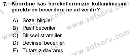 Acil Durum ve Afet Farkındalık Eğitimi Dersi 2021 - 2022 Yılı (Final) Dönem Sonu Sınav Soruları 7. Soru
