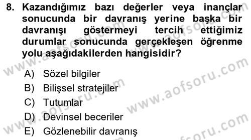 Acil Durum ve Afet Farkındalık Eğitimi Dersi 2021 - 2022 Yılı (Final) Dönem Sonu Sınav Soruları 8. Soru