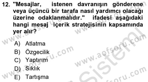 Acil Durum ve Afet Farkındalık Eğitimi Dersi 2021 - 2022 Yılı Yaz Okulu Sınav Soruları 12. Soru