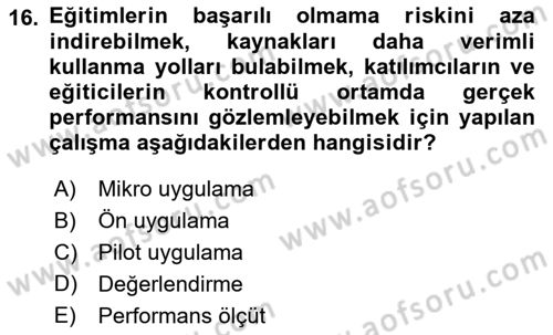 Acil Durum ve Afet Farkındalık Eğitimi Dersi 2021 - 2022 Yılı Yaz Okulu Sınav Soruları 16. Soru