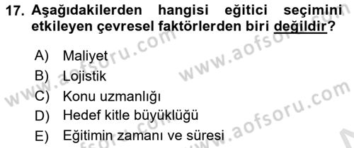 Acil Durum ve Afet Farkındalık Eğitimi Dersi 2021 - 2022 Yılı Yaz Okulu Sınav Soruları 17. Soru
