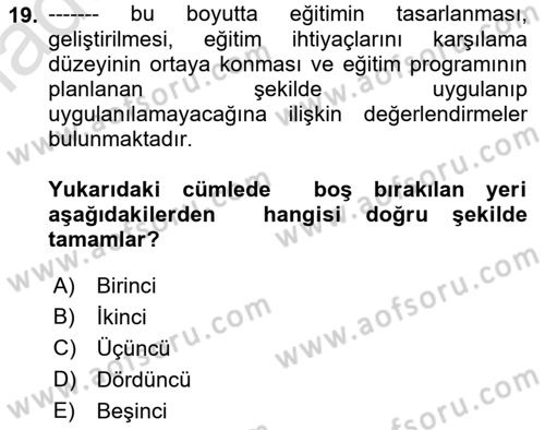 Acil Durum ve Afet Farkındalık Eğitimi Dersi 2021 - 2022 Yılı Yaz Okulu Sınav Soruları 19. Soru