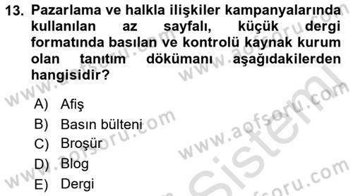 Acil Durum ve Afet Farkındalık Eğitimi Dersi Ara Sınavı Deneme Sınav Soruları 13. Soru