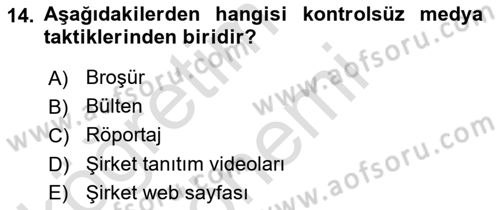 Acil Durum ve Afet Farkındalık Eğitimi Dersi Ara Sınavı Deneme Sınav Soruları 14. Soru
