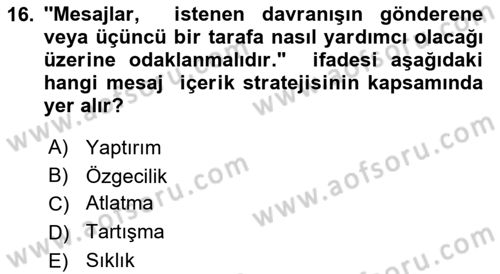 Acil Durum ve Afet Farkındalık Eğitimi Dersi Ara Sınavı Deneme Sınav Soruları 16. Soru