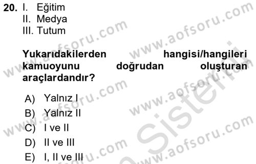 Acil Durum ve Afet Farkındalık Eğitimi Dersi Ara Sınavı Deneme Sınav Soruları 20. Soru