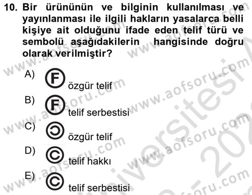 Acil Durum ve Afet Farkındalık Eğitimi Dersi 2022 - 2023 Yılı (Final) Dönem Sonu Sınav Soruları 10. Soru